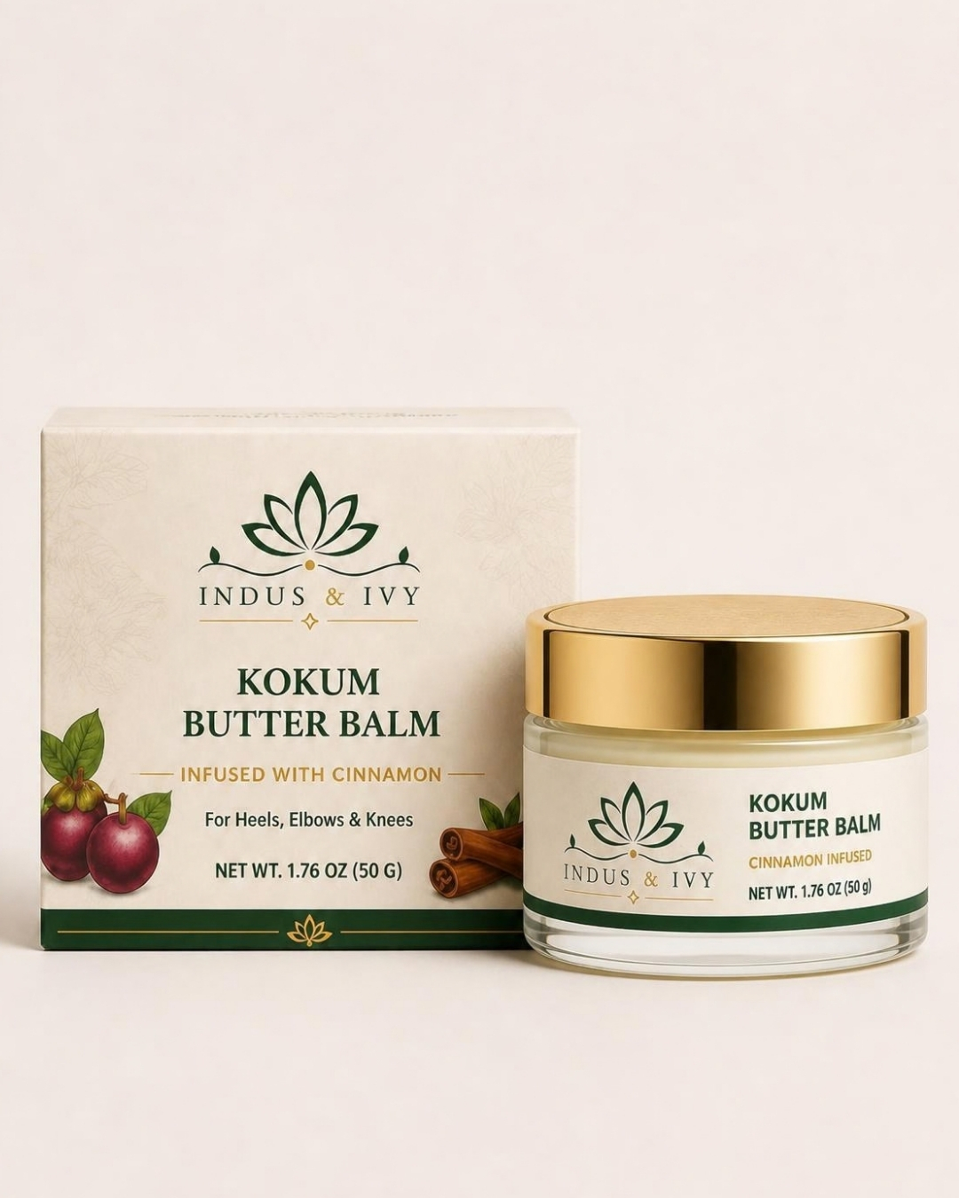 Kokum Butter Balm jar beside its box